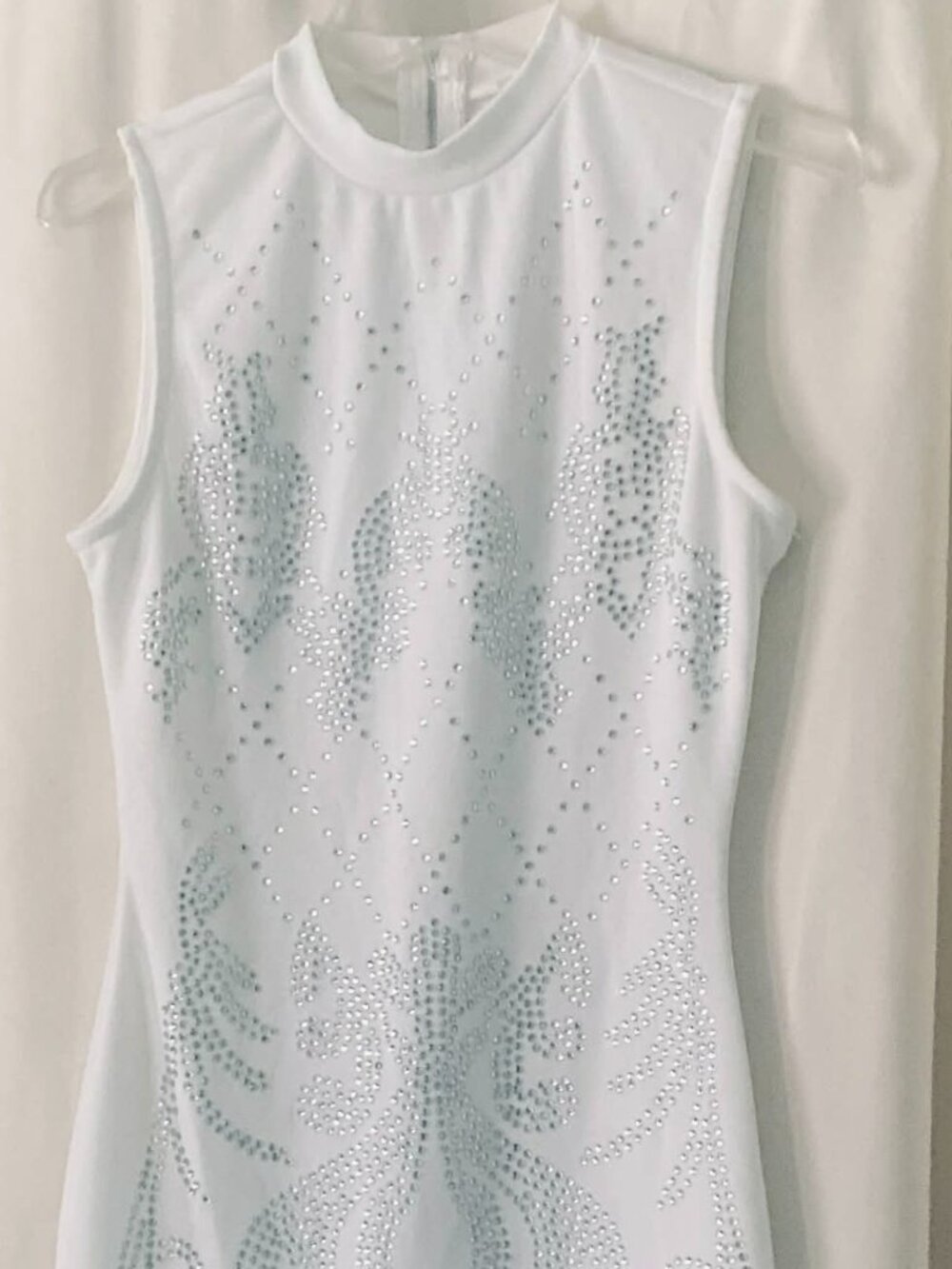 Haute Monde White Rhinestone Embellished Sleeveless Bodycon Dress S